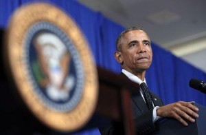 U.S. President Barack Obama speaks during an event in the Pullman neighborhood of Chicago